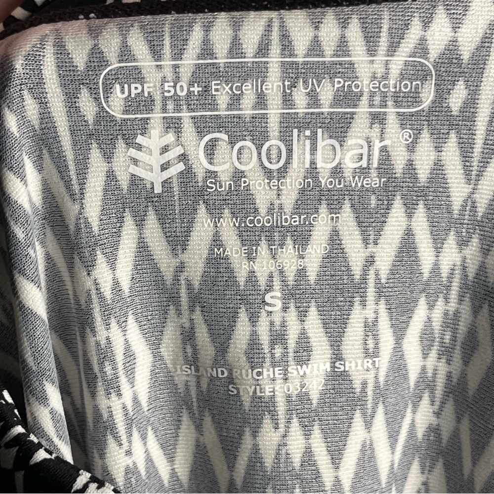 Coolibar Island Quarter Zip Swim Shirt Dress UPF 50+ – Black/White Ikat – Size S - Picture 9 of 11